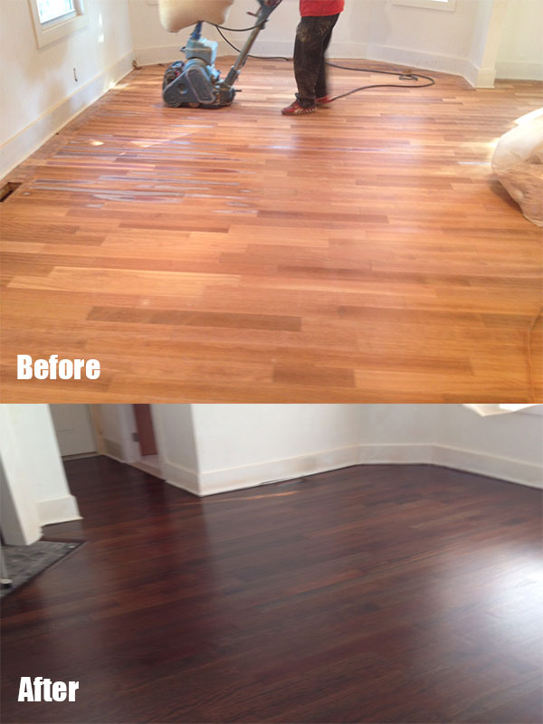 hardwood floor refinishing service before and after