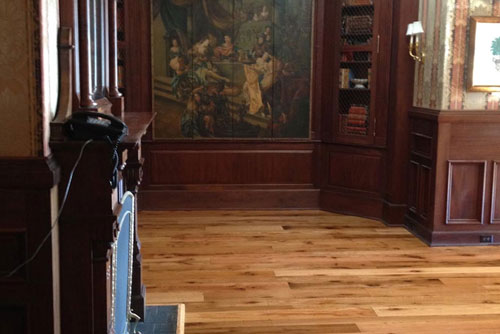 antique wood floor restoration in historic Rhode Island hotel