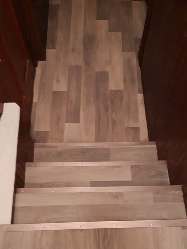 vinyl plank installed on stairs
